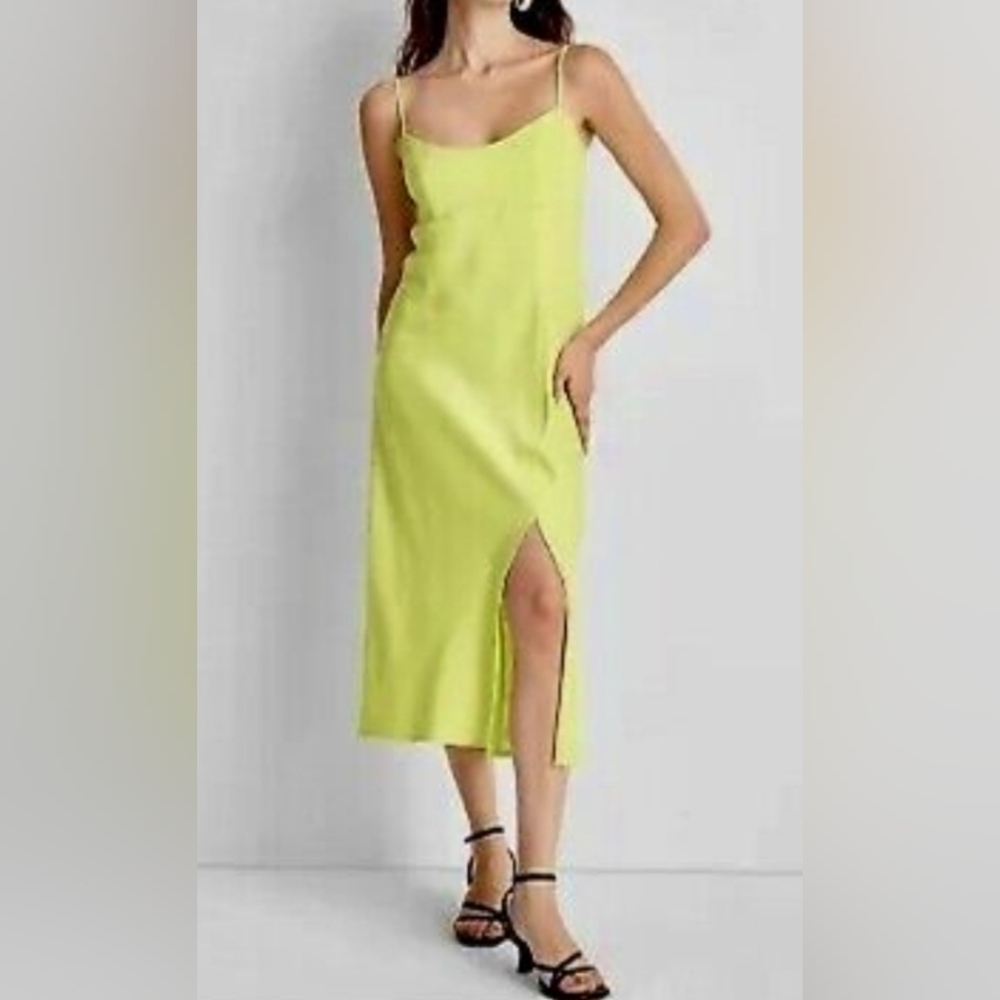 Green midi slip dress